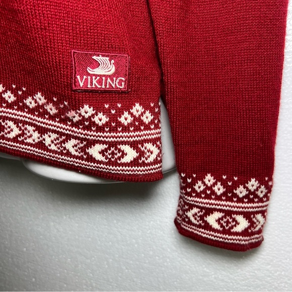 dale of norway king ragnhild red zip sweater size M - Picture 3 of 7